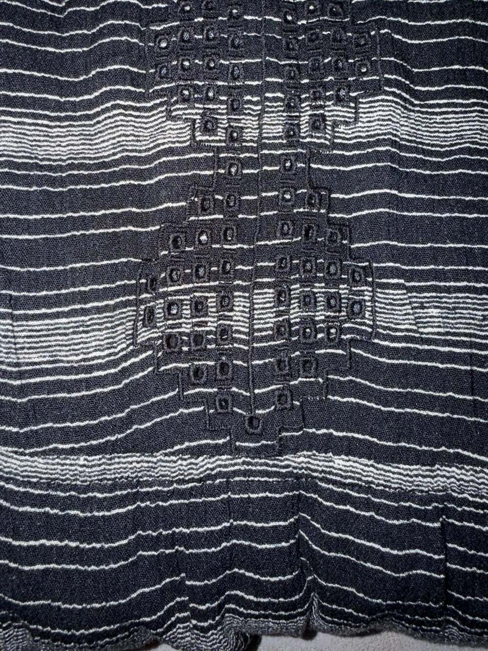 LOFT Ann Taylor Black & White Striped Embroidered Tassel Boho Dress Size L - Picture 5 of 5